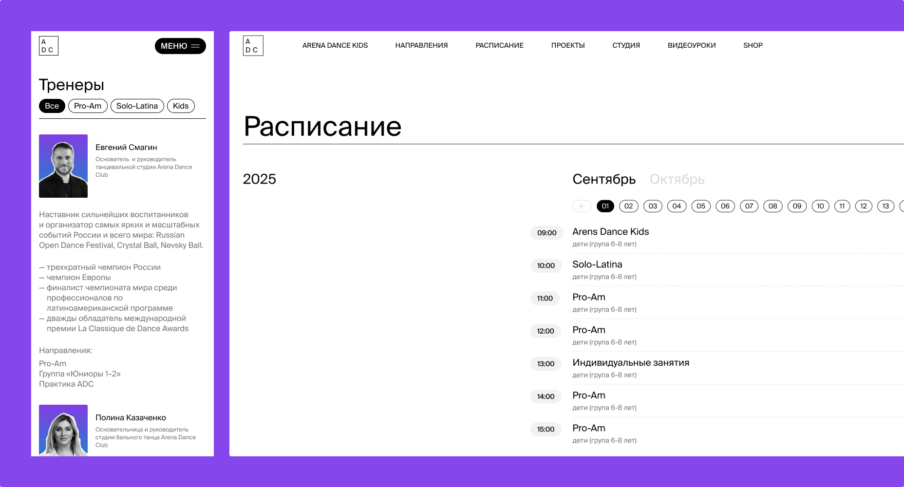 Arena Dance Club. Корпоративный сайт. Изображение 3